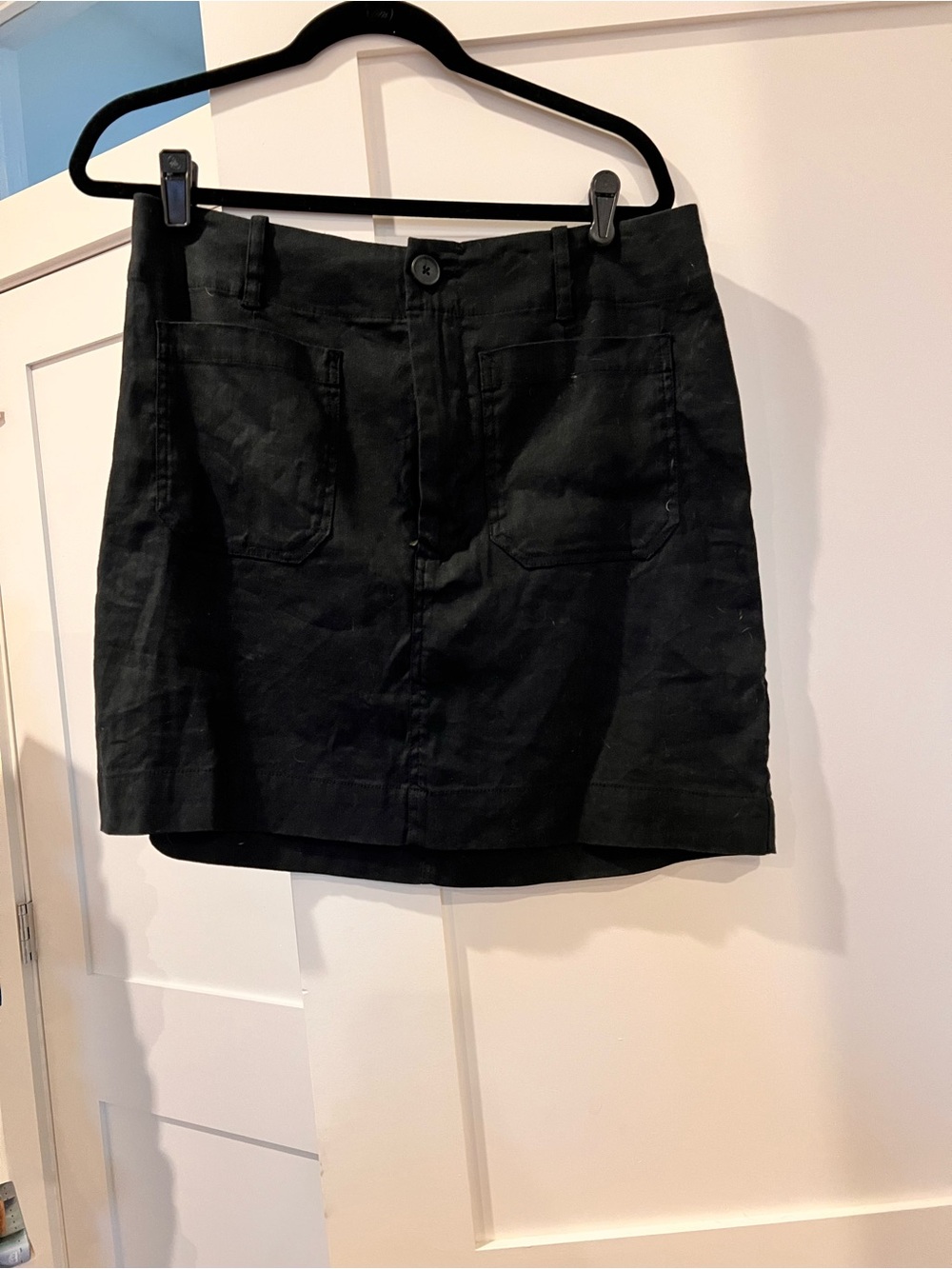 Maeve Black Utility Mini Skirt with Front Pockets